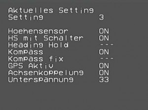 Epi-OSD zeigt die Settings an
